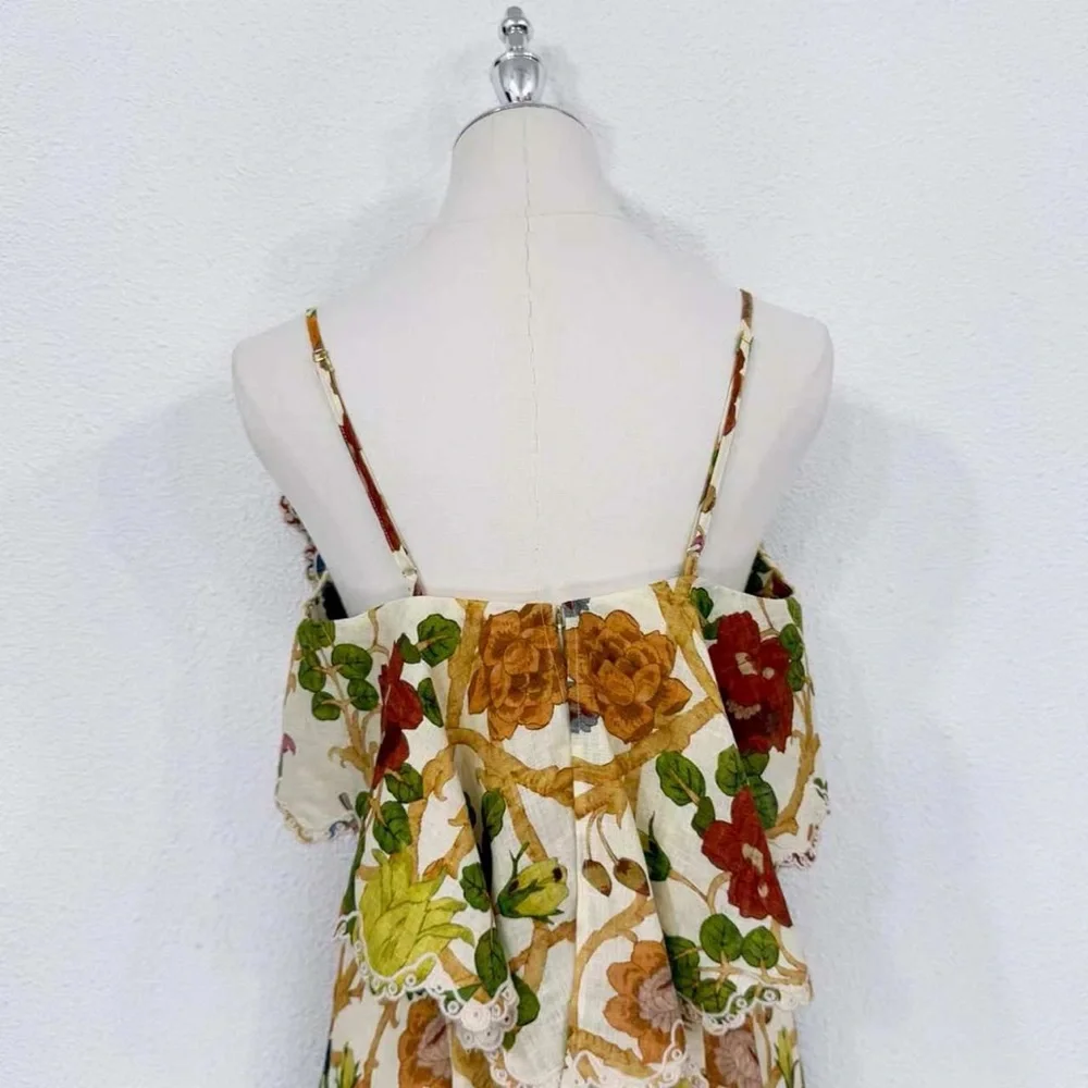 Alemais Floral Spaghetti-Strap Maxi Dress - Cream/Multicolor
